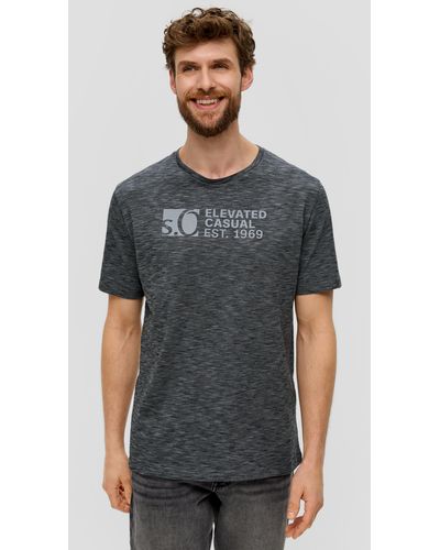 S.oliver T-Shirt mit Labelprint - Grau