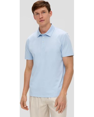 S.oliver Poloshirt aus Jersey mit seitlich geschlitztem Saum - Blau