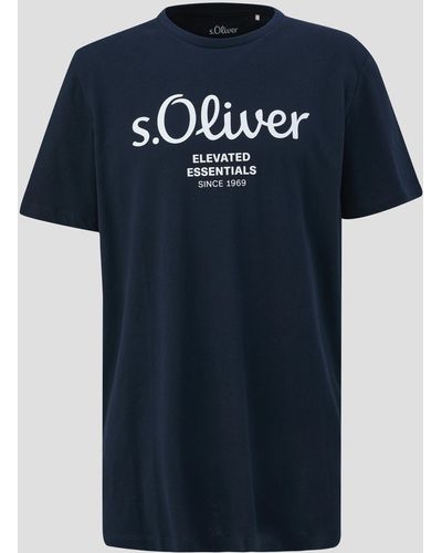 S.oliver T-Shirt aus Baumwolle mit Logo-Print - Blau
