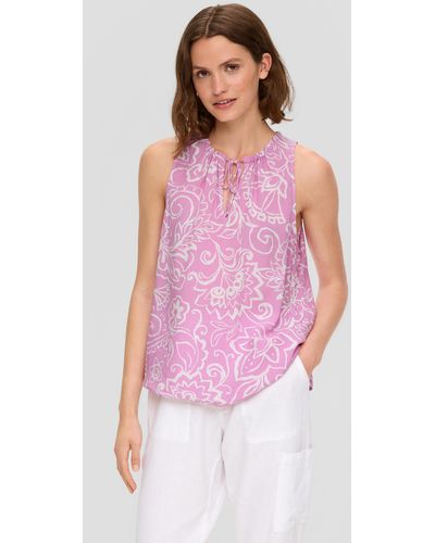 S.oliver Blusenshirt aus Viskose mit All-over-Print - Pink