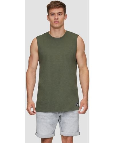 QS Ärmelloses Shirt aus reiner Baumwolle - Grün