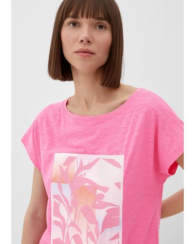 S.oliver T-Shirt mit Stickerei - Pink
