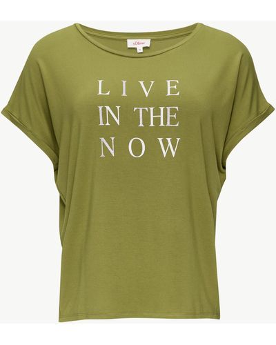 S.oliver T-Shirt aus Viskosestretch mit Frontprint - Grün