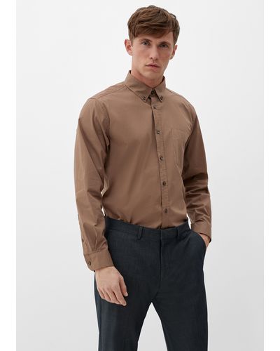S.oliver Regular: Hemd aus Baumwollstretch - Braun