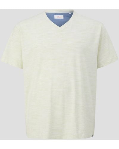 S.oliver Meliertes T-Shirt mit V-Ausschnitt - Weiß