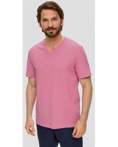 S.oliver T-Shirt mit V-Ausschnitt - Pink