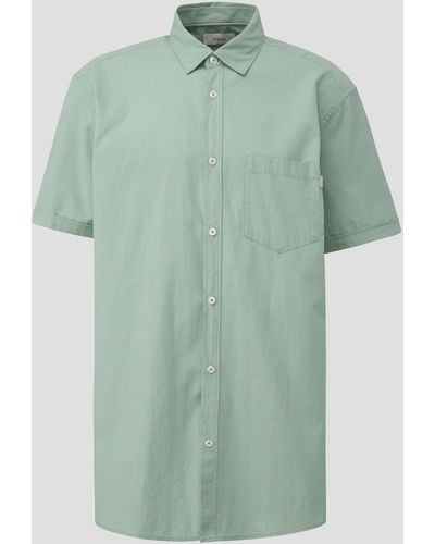 S.oliver Kurzarmhemd mit Button-Down-Kragen - Grün