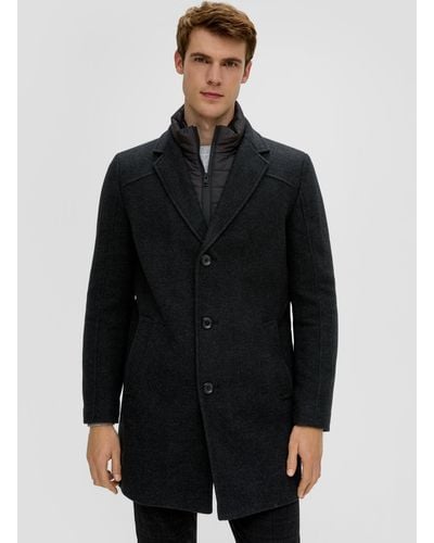 S.oliver Tweed-Mantel mit herausnehmbarem Insert - Schwarz