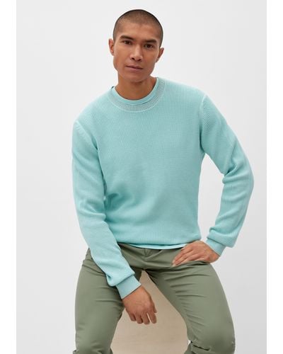 S.oliver Pullover mit Waffelpiqué-Struktur - Blau