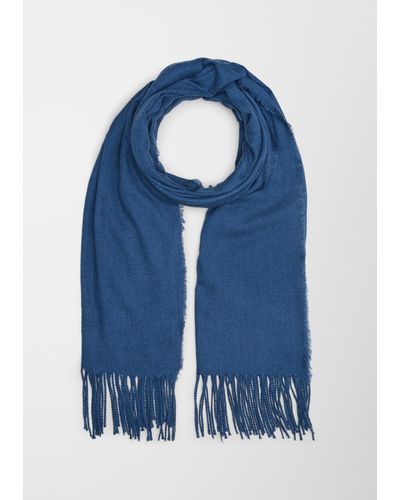 S.oliver Weicher Schal aus Viskosemix mit Wolle - Blau
