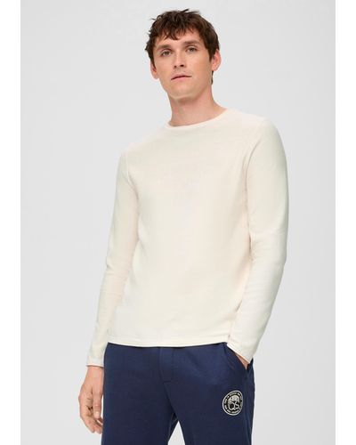 QS Pullover mit Garment Dye - Weiß