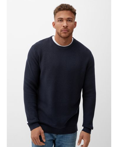 S.oliver Strukturierter Baumwoll-Pullover - Blau