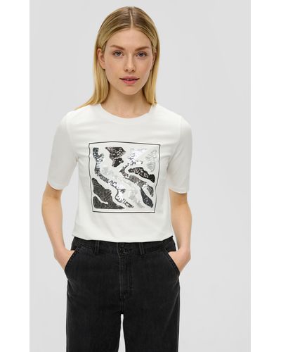 S.oliver T-Shirt mit Pailletten-Detail - Weiß