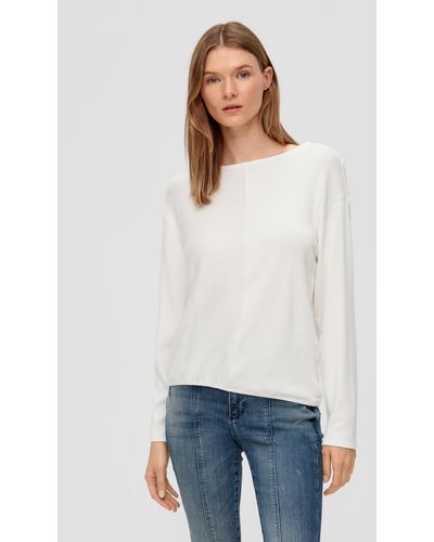 S.oliver Sweatshirt mit Rippstruktur - Weiß
