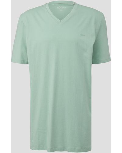 S.oliver T-Shirt mit V-Ausschnitt - Grün