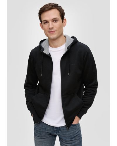 S.oliver Sweatshirt Jacke mit Kapuze - Schwarz