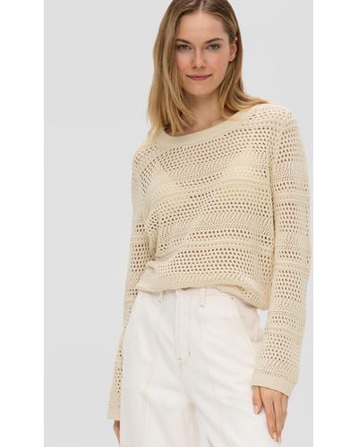 S.oliver Pullover im Relaxed-Fit mit Ajour-Muster - Natur