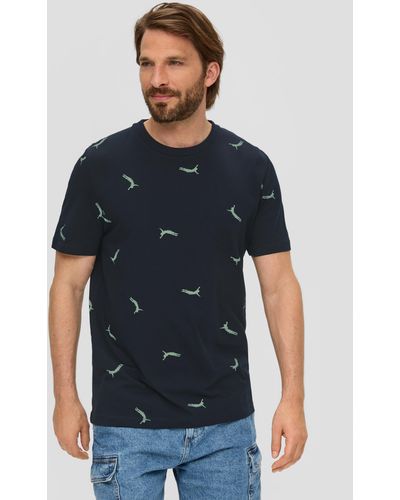 S.oliver T-Shirt aus Baumwolle mit All-over-Print - Blau