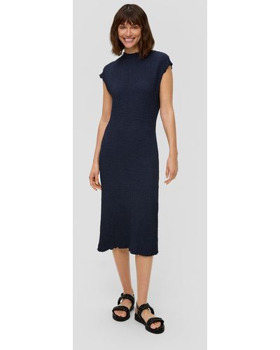 S.oliver Ungefüttertes Jersey-Kleid mit Rundhalsausschnitt im Slim-Fit - Blau