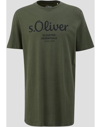 S.oliver T-Shirt aus Baumwolle mit Logo-Print - Grün