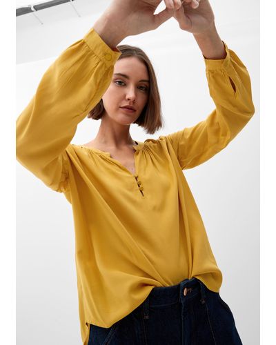 QS Elegante Bluse aus Viskose - Gelb