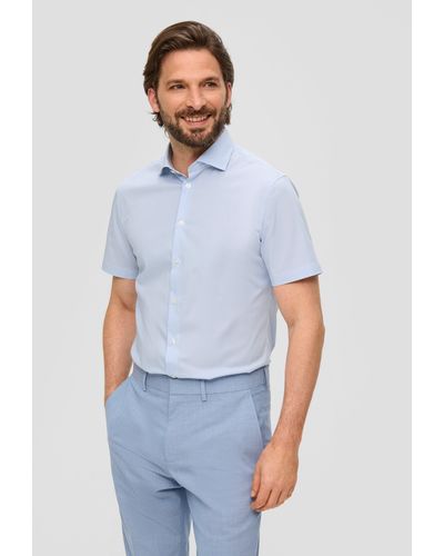 S.oliver Kurzarm-Hemd aus Baumwollstretch - Weiß