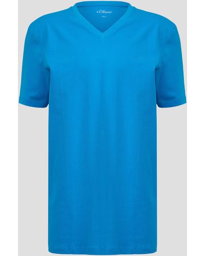 S.oliver T-Shirt mit V-Ausschnitt - Blau