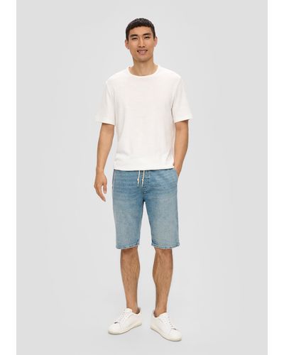 S.oliver Jeans-Shorts / Regular Fit / Mid Rise / Straight Leg / mit Elastikbund - Blau
