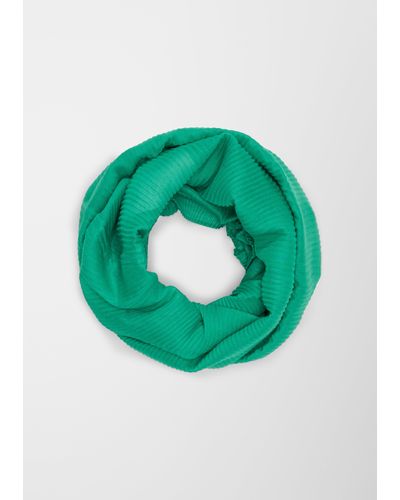 S.oliver Loop-Schal mit Plisseefalten - Grün