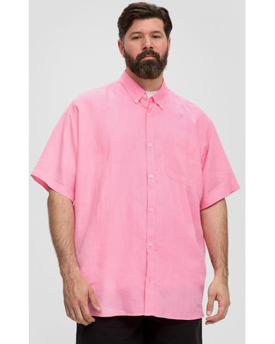 S.oliver Kurzarmhemd aus Leinen - Pink