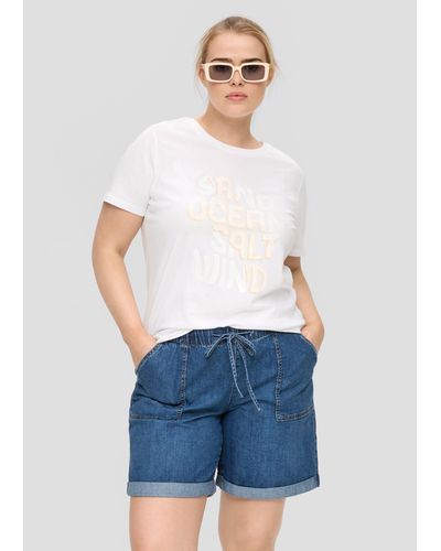 QS T-Shirt aus Baumwolle mit Front-Print - Weiß