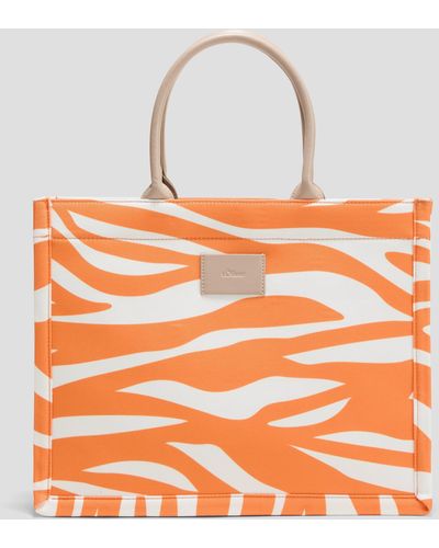 S.oliver Shopper aus Canvas mit feinem Artwork - Orange