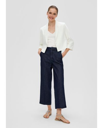 S.oliver Crop-Jeans/Relaxed Fit/High Rise/Wide Leg - Blau