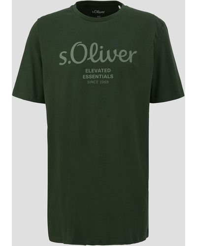 S.oliver T-Shirt aus Baumwolle mit Logo-Print - Grün