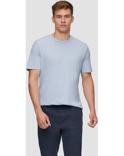 QS Baumwoll-T-Shirt mit Layering Detail und Rundhalsausschnitt - Blau