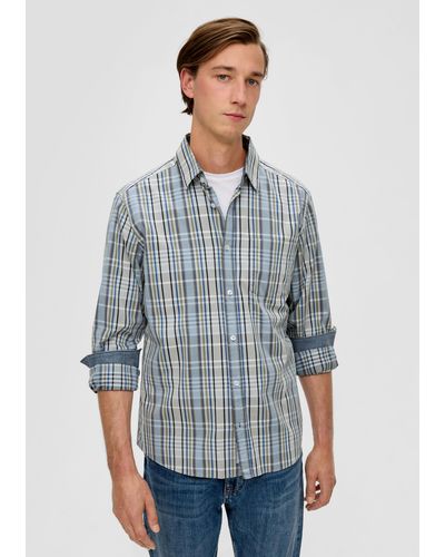 S.oliver Regular: Hemd aus Baumwolle - Blau
