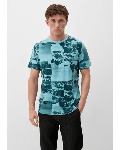 S.oliver T-Shirt mit Alloverprint - Grün