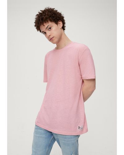 QS T-Shirt aus Leinenmix - Pink