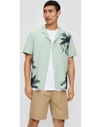 S.oliver Kurzarmhemd mit Frontprint aus Baumwollmix - Grün