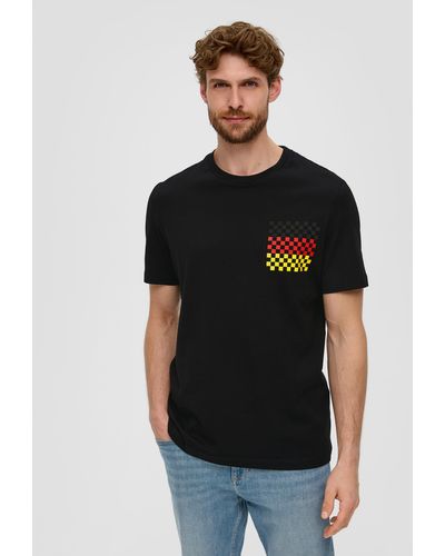 S.oliver Baumwoll-T-Shirt mit Front- und Rücken-Print - Schwarz