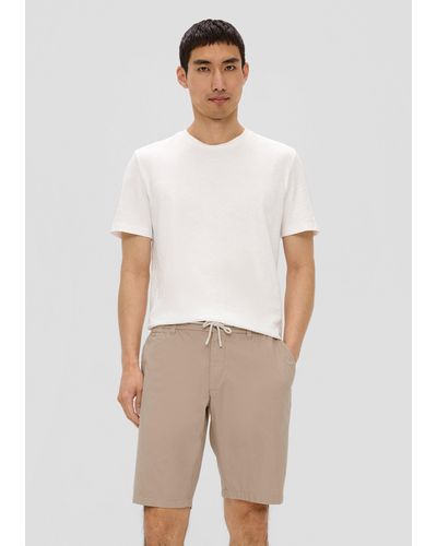 S.oliver Shorts aus Baumwollstretch mit Elastikbund und Tunnelzug - Weiß