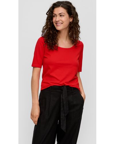 S.oliver T-Shirt mit verlängertem Arm und U-Ausschnitt - Rot