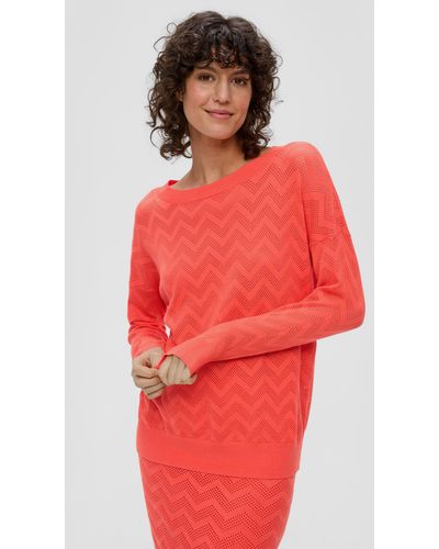 S.oliver Pullover mit Ajourmuster - Rot
