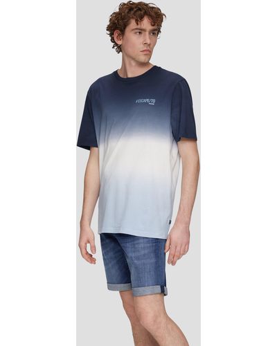 QS Baumwoll-T-Shirt mit Farbverlauf - Blau