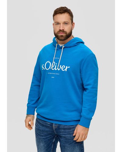 S.oliver Sweatshirt mit gummiertem Label-Print - Blau