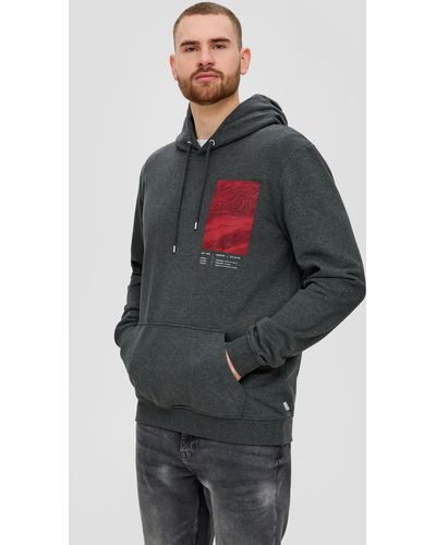 S.oliver Kapuzensweater mit Frontprint - Grau