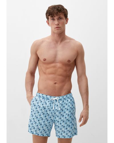 S.oliver Badehose mit Allover-Print - Blau