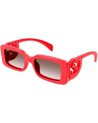 Gucci Chaise Longue 54mm Rectangular Sunglasses - Red