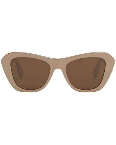 Fendi O'lock Fe 40064i 57e Cat Eye Sunglasses - Black