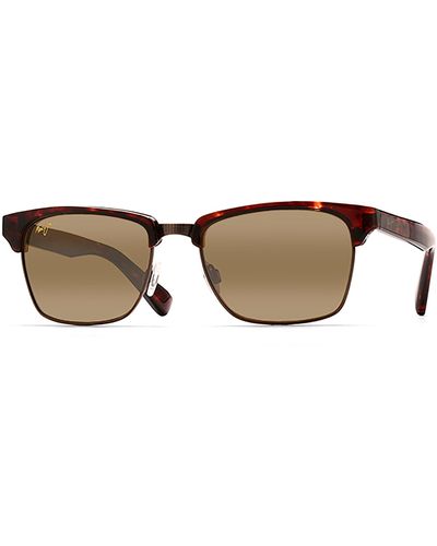 Maui Jim Kawika Gld Hcl Wayfarer Polarized Sunglasses - Brown